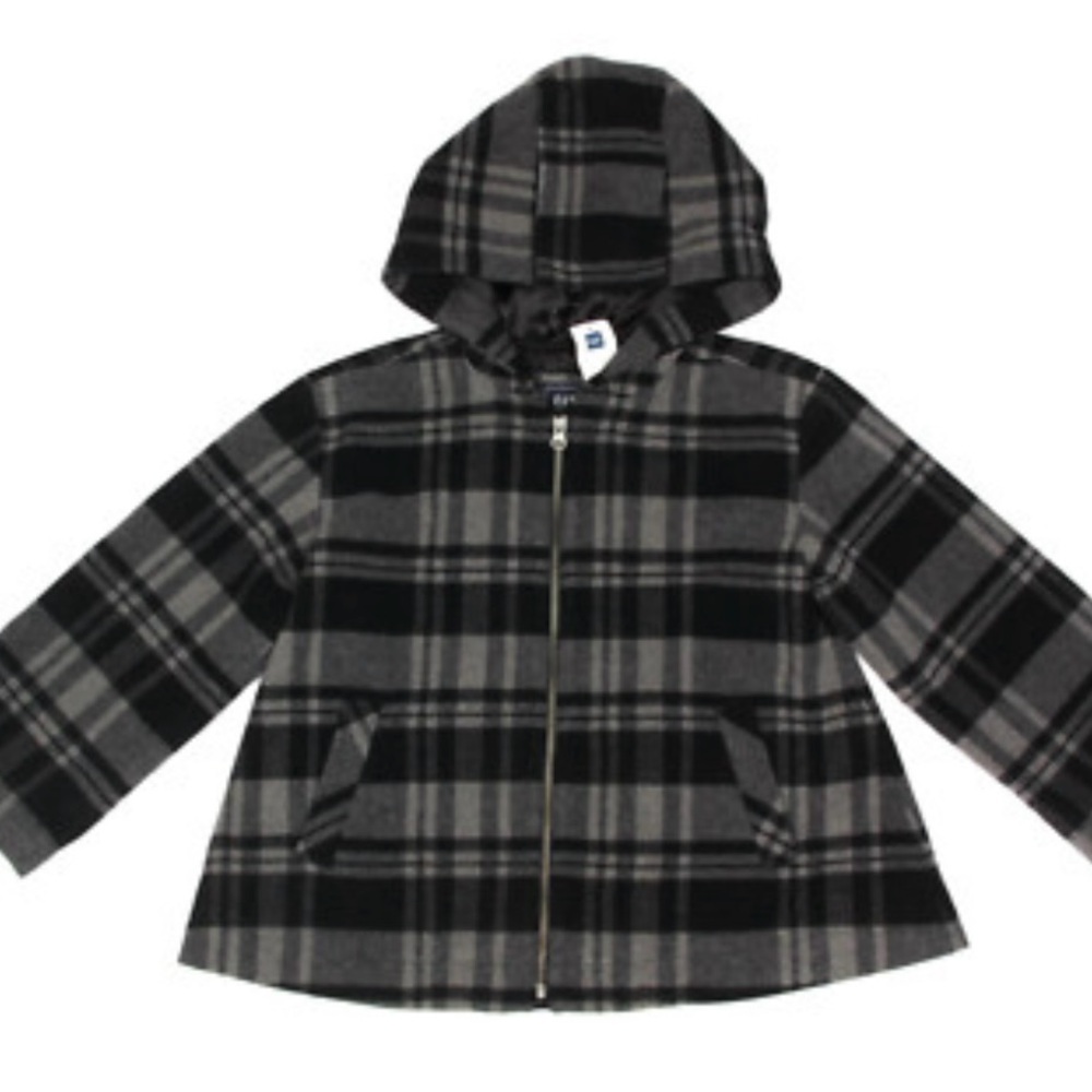 GAP Black and Gray Hooded Cape with A-line Silhouette